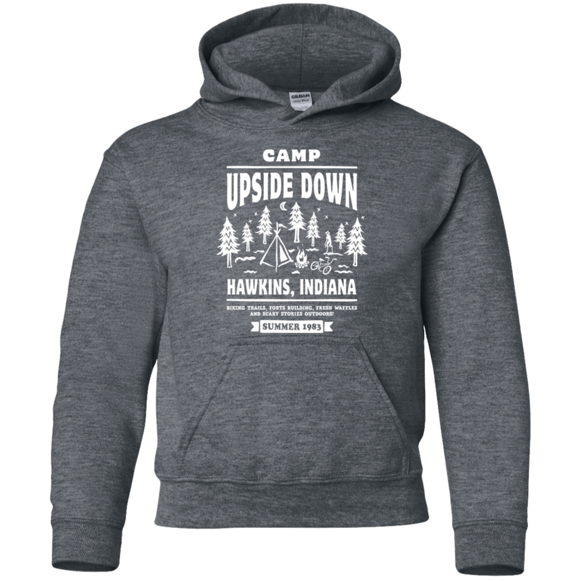 Sweatshirts Dark Heather / YS Camp Upside Down Youth Hoodie