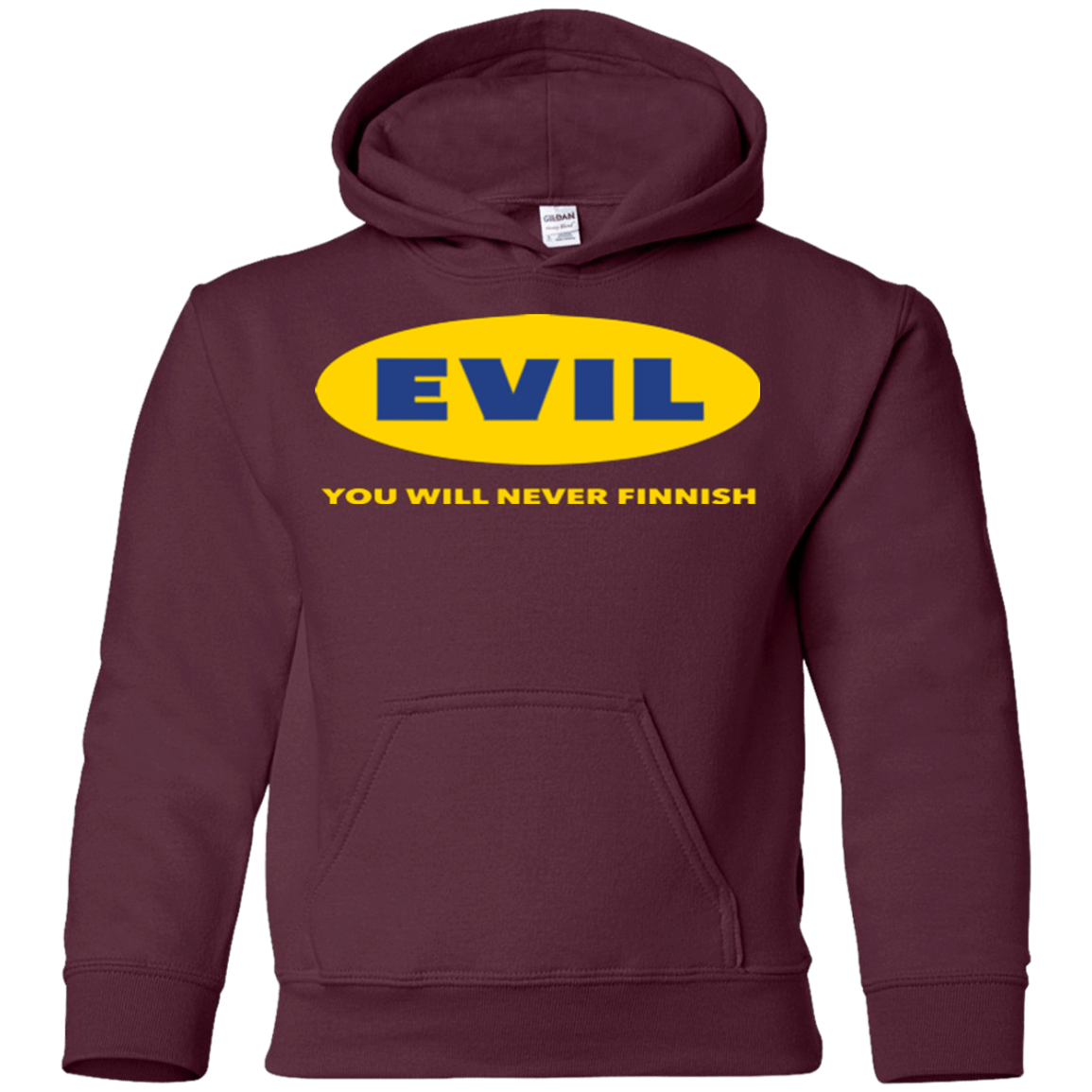 Sweatshirts Maroon / YS EVIL Never Finnish Youth Hoodie