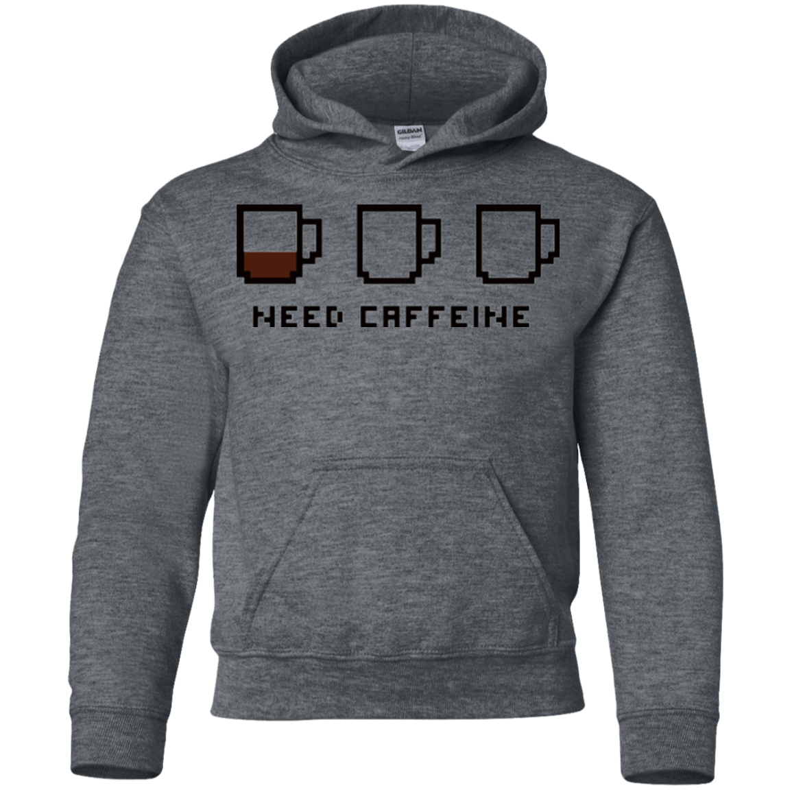 Sweatshirts Dark Heather / YS Need Caffeine Youth Hoodie