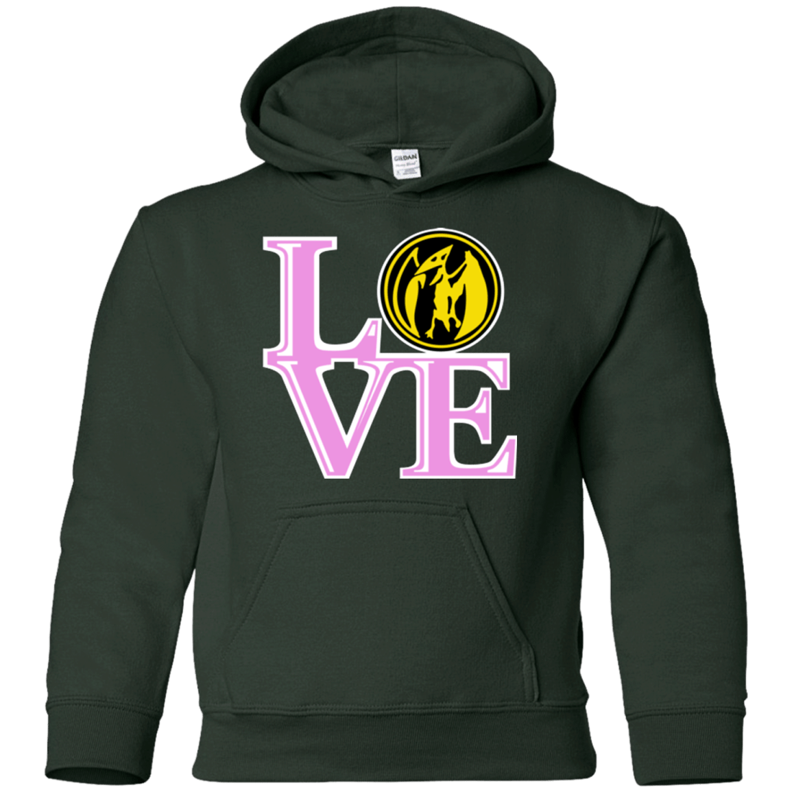 Sweatshirts Forest Green / YS Pink Ranger LOVE Youth Hoodie
