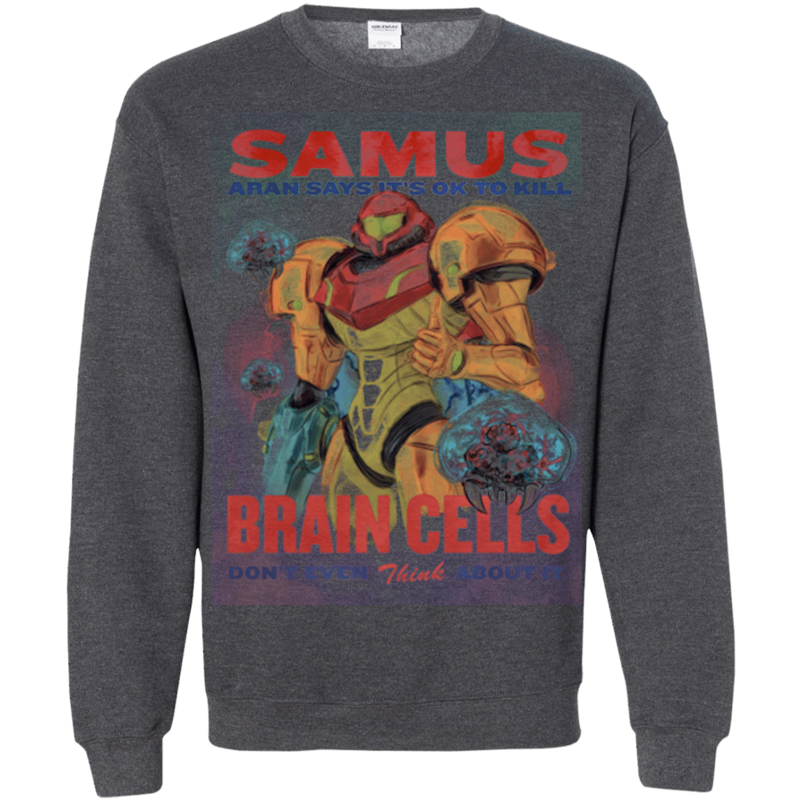 Sweatshirts Dark Heather / Small Samus Aran Propaganda Crewneck Sweatshirt