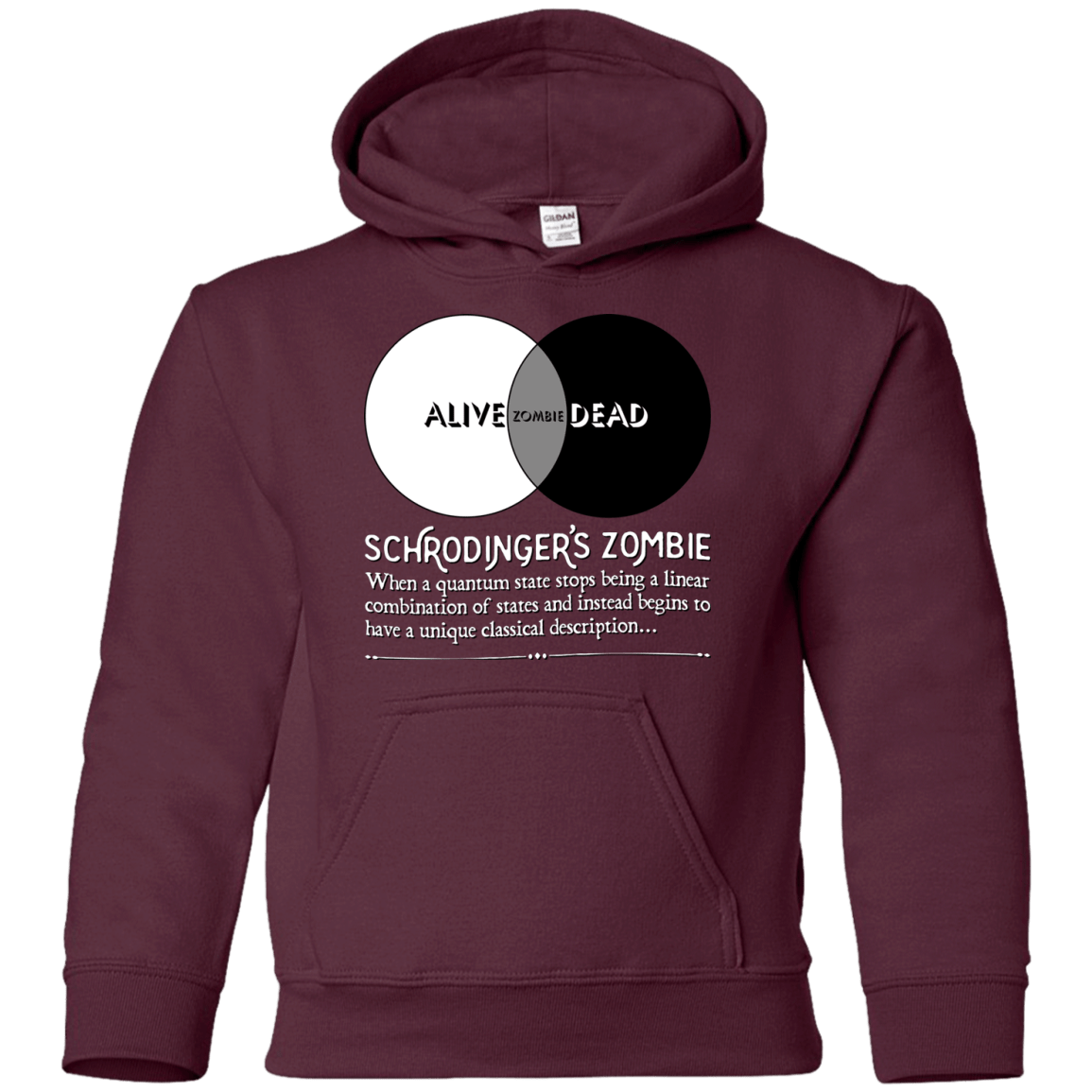 Sweatshirts Maroon / YS Schrödinger's Zombie Youth Hoodie