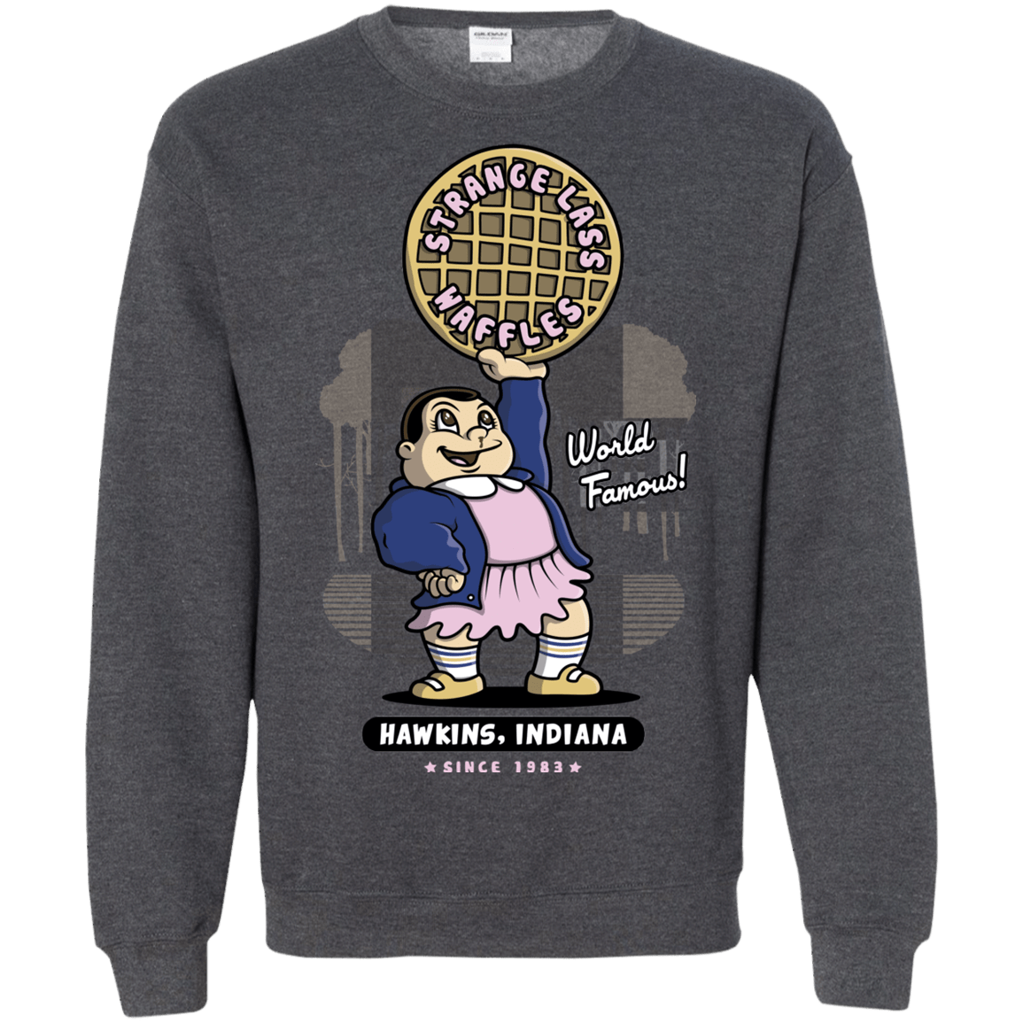 Sweatshirts Dark Heather / S Strange Lass Waffles Crewneck Sweatshirt