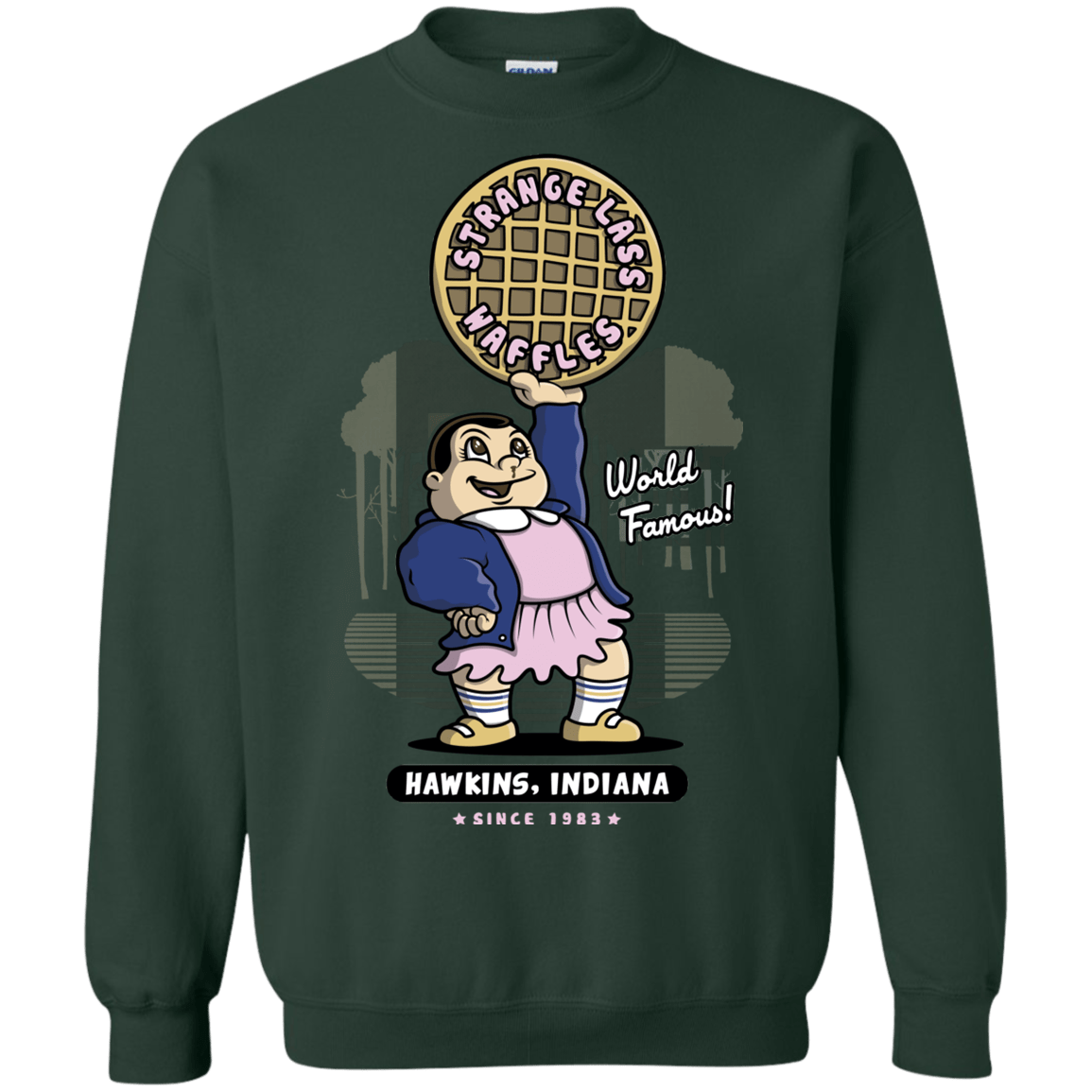 Sweatshirts Forest Green / S Strange Lass Waffles Crewneck Sweatshirt