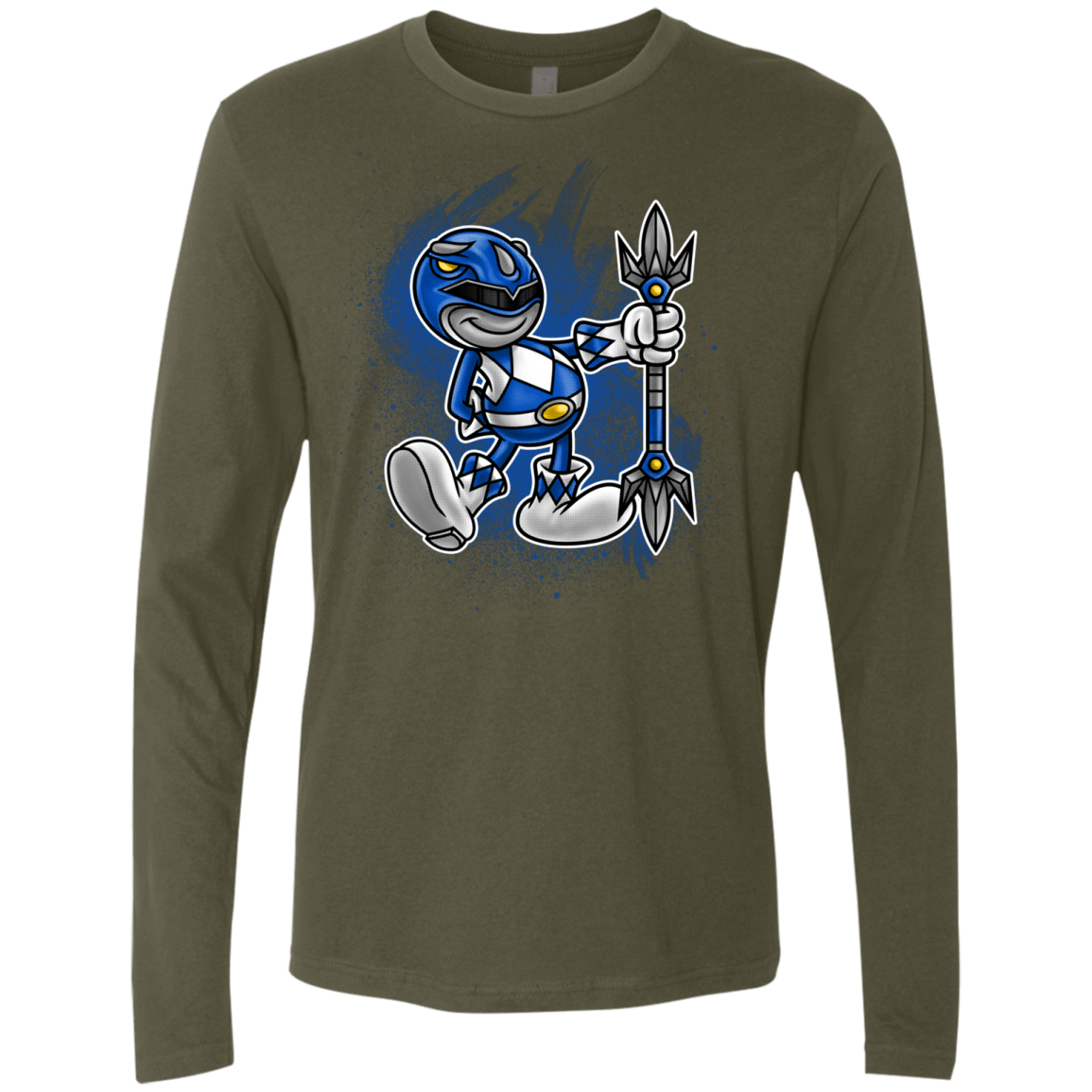 T-Shirts Military Green / Small Blue Ranger Artwork Men's Premium Long Sleeve