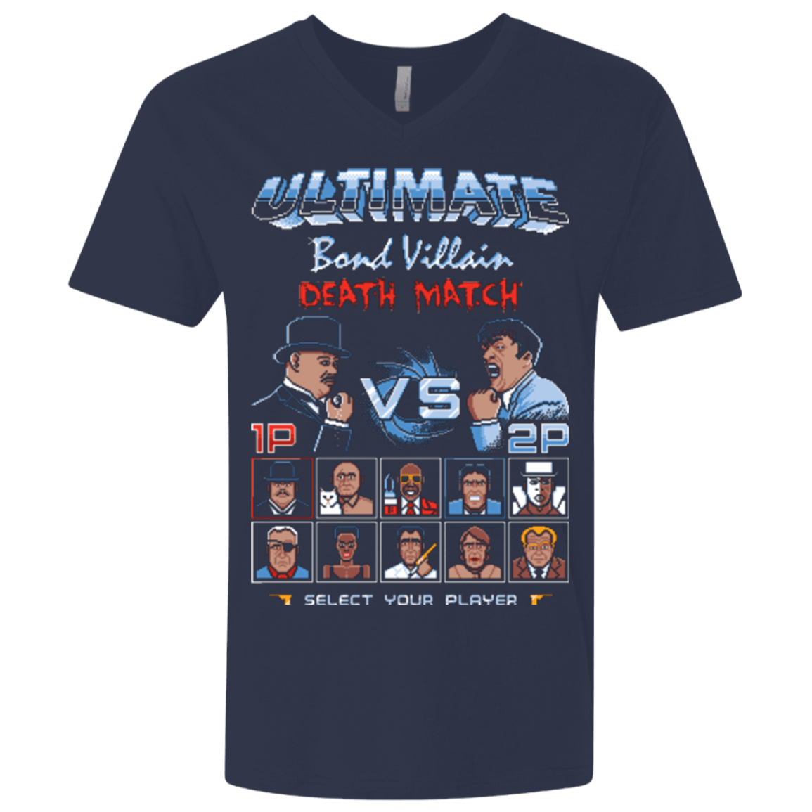 T-Shirts Midnight Navy / X-Small Bond Villain Death Match Men's Premium V-Neck