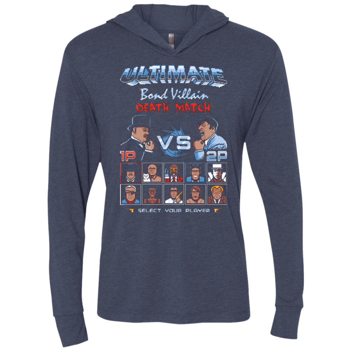 T-Shirts Vintage Navy / X-Small Bond Villain Death Match Triblend Long Sleeve Hoodie Tee