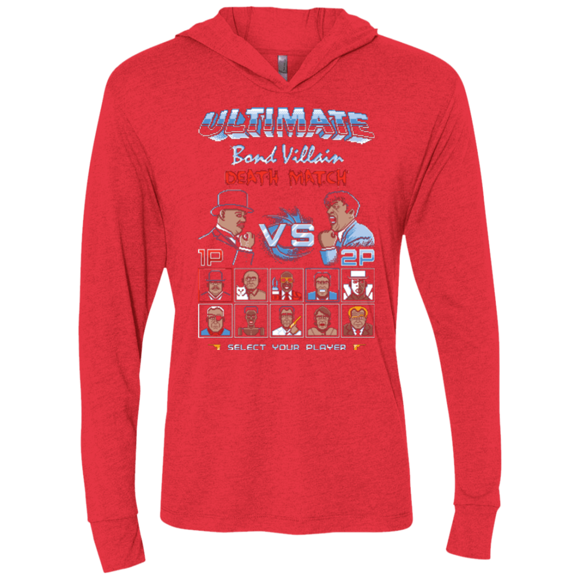 T-Shirts Vintage Red / X-Small Bond Villain Death Match Triblend Long Sleeve Hoodie Tee