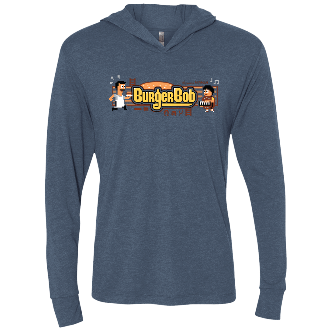 T-Shirts Indigo / X-Small Burger Bob Triblend Long Sleeve Hoodie Tee