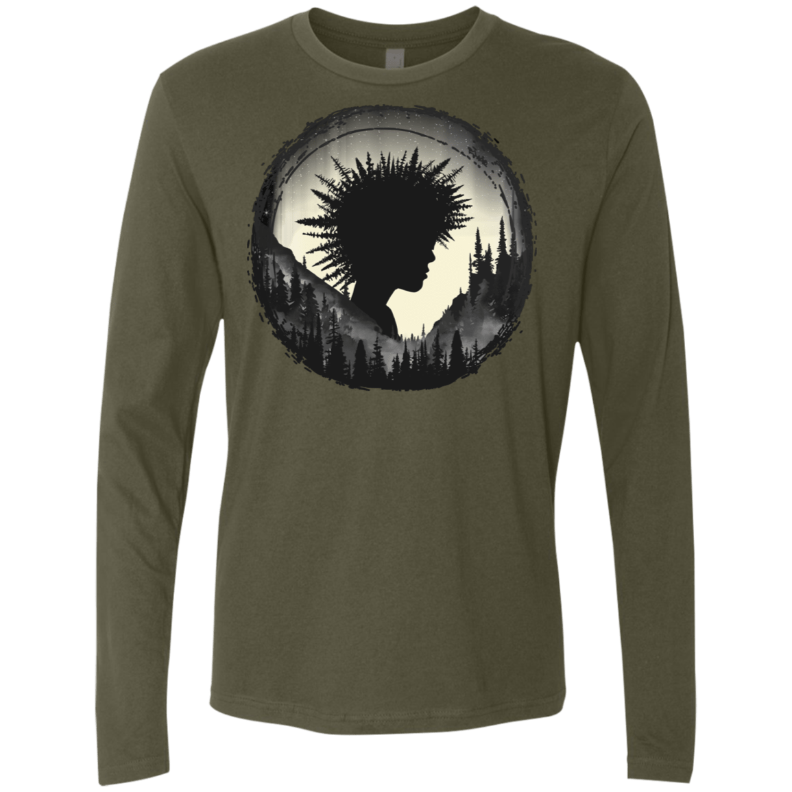 T-Shirts Military Green / S Camp Hair Men's Premium Long Sleeve