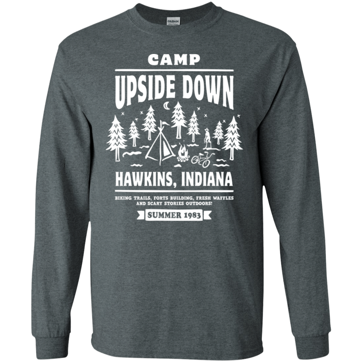 T-Shirts Dark Heather / S Camp Upside Down Men's Long Sleeve T-Shirt