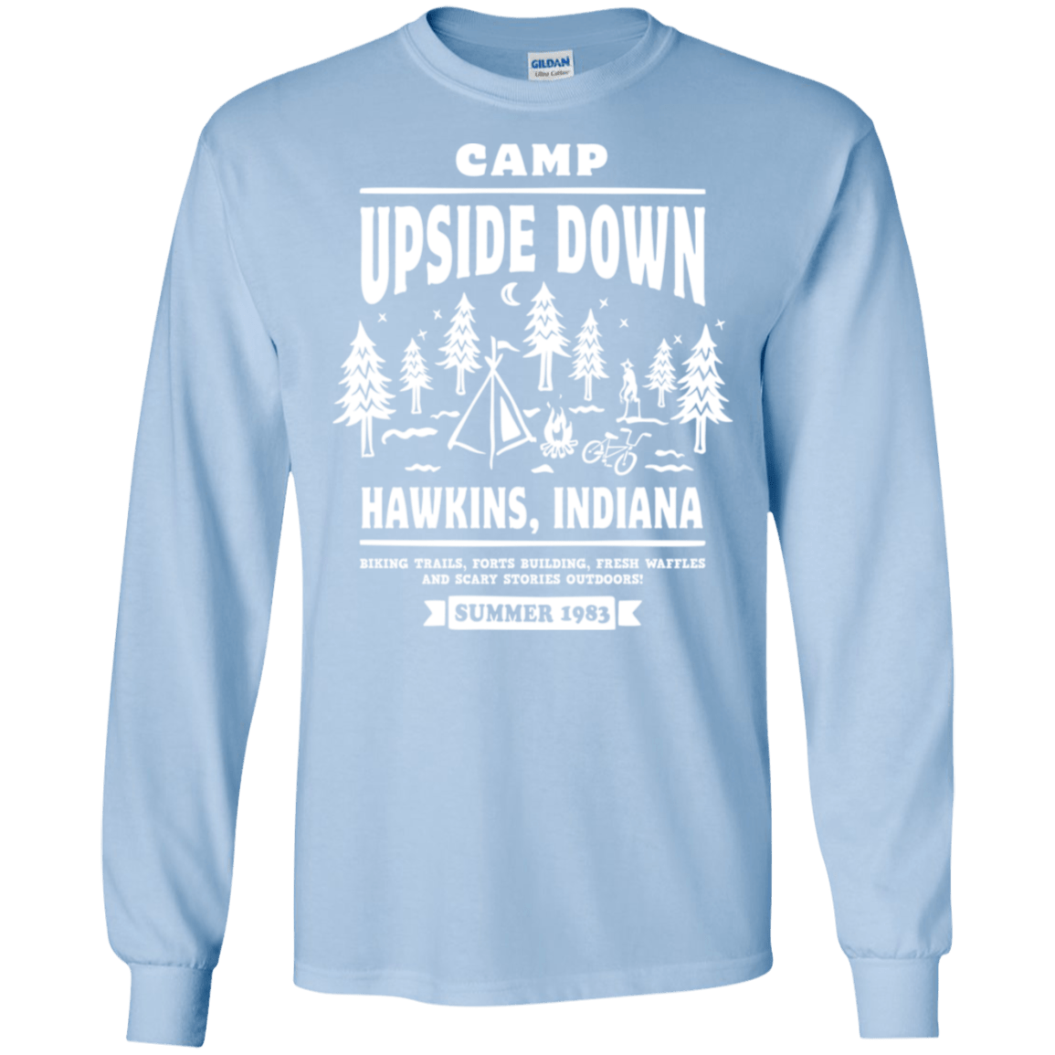 T-Shirts Light Blue / S Camp Upside Down Men's Long Sleeve T-Shirt