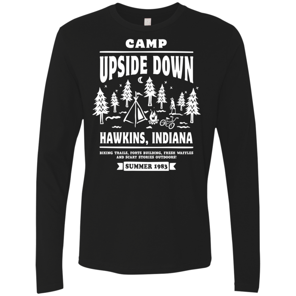 T-Shirts Black / S Camp Upside Down Men's Premium Long Sleeve