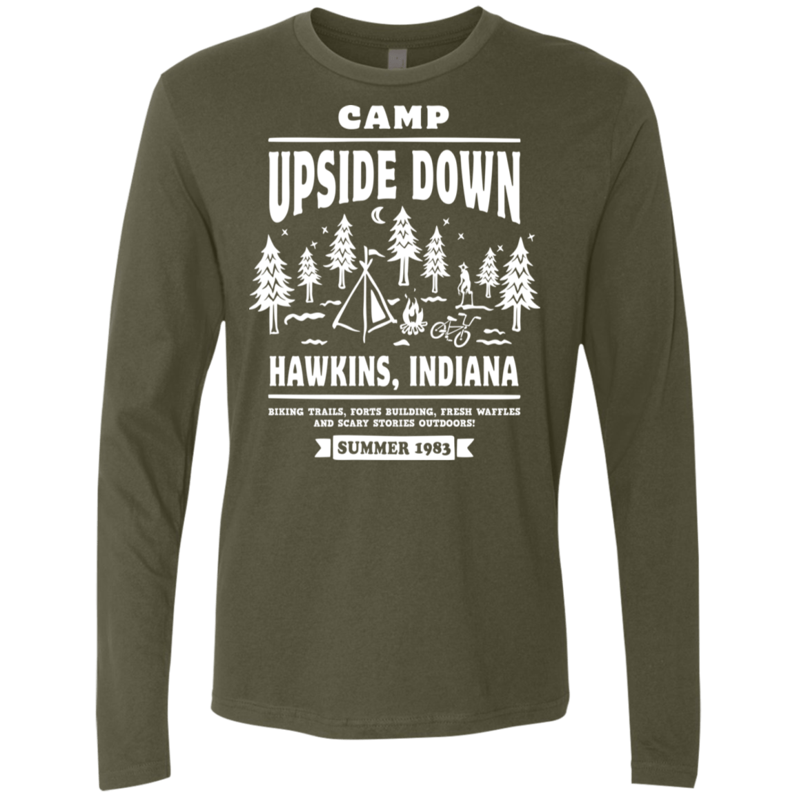 T-Shirts Military Green / S Camp Upside Down Men's Premium Long Sleeve