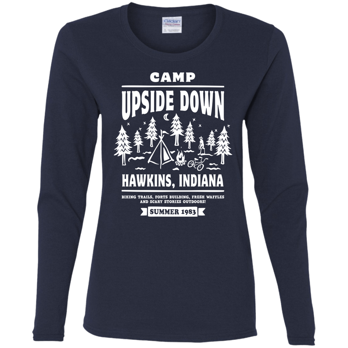 T-Shirts Navy / S Camp Upside Down Women's Long Sleeve T-Shirt