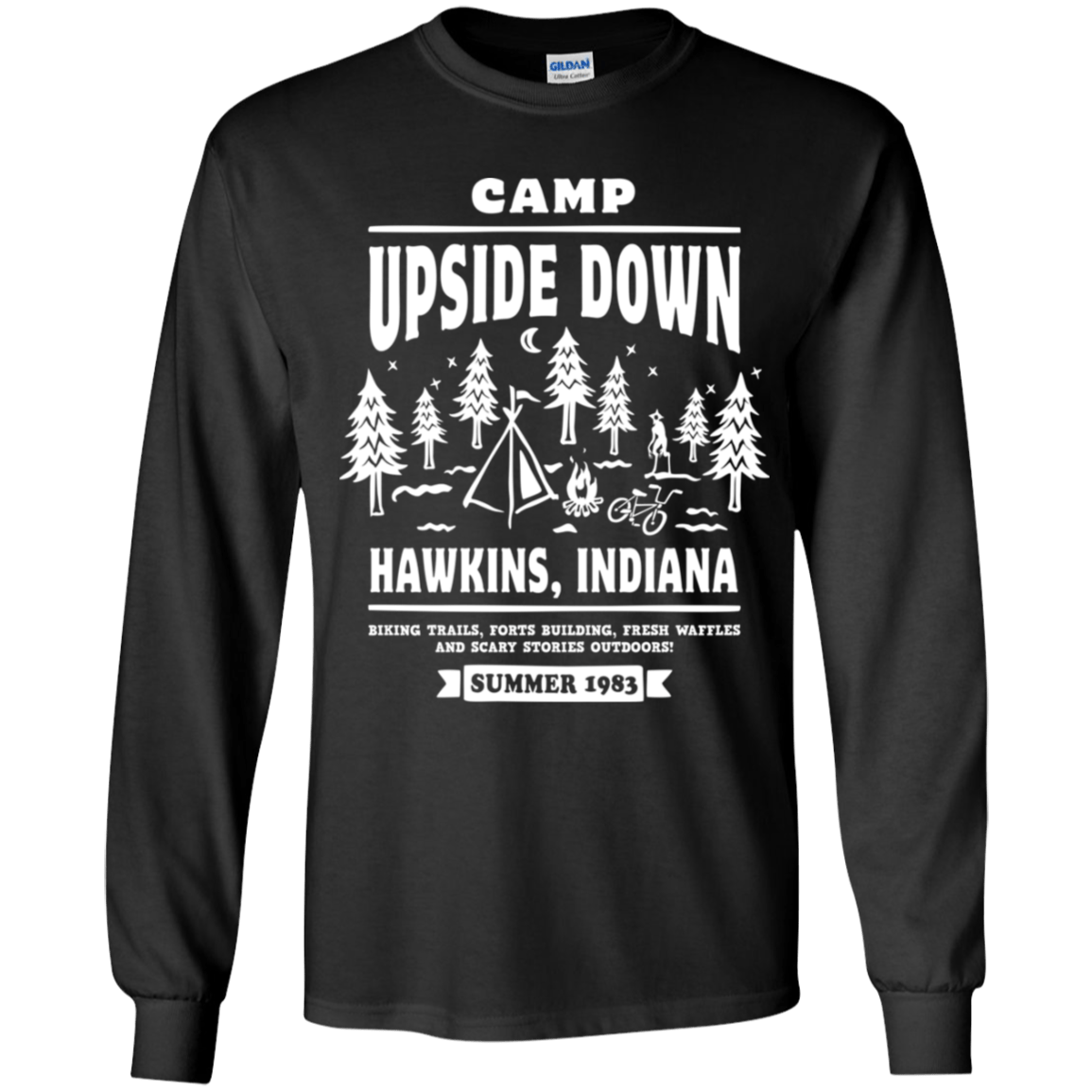 T-Shirts Black / YS Camp Upside Down Youth Long Sleeve T-Shirt