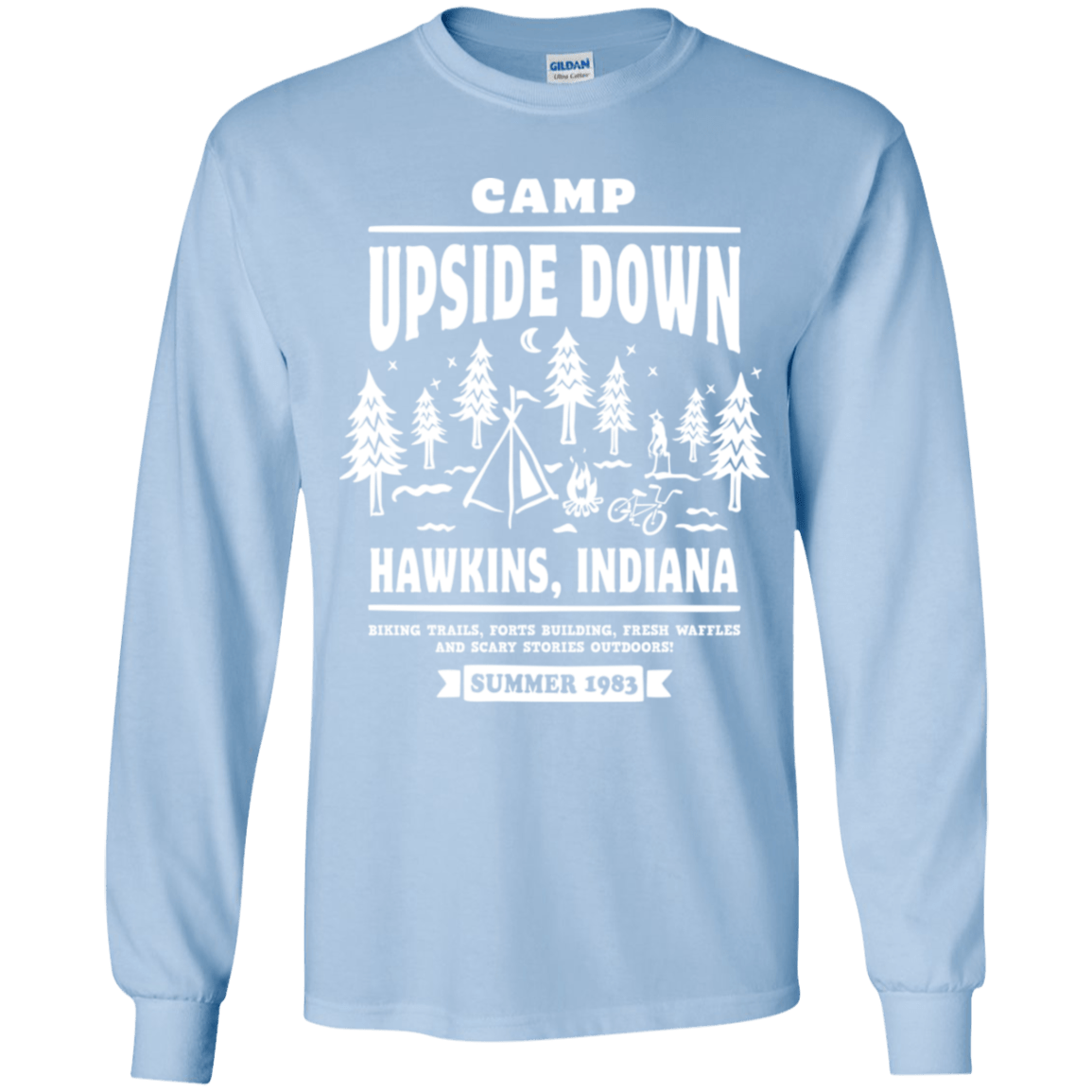 T-Shirts Light Blue / YS Camp Upside Down Youth Long Sleeve T-Shirt