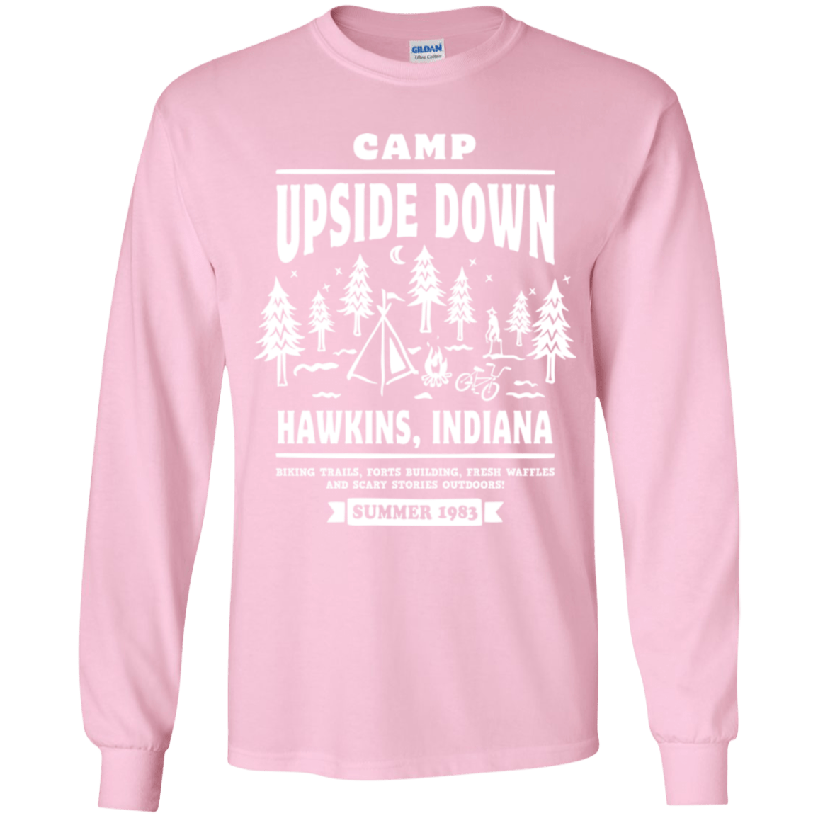 T-Shirts Light Pink / YS Camp Upside Down Youth Long Sleeve T-Shirt