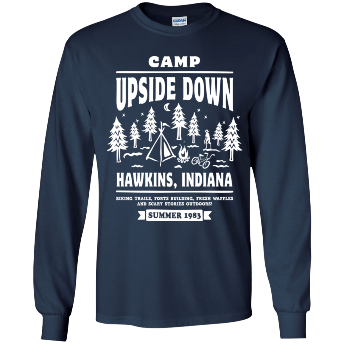 T-Shirts Navy / YS Camp Upside Down Youth Long Sleeve T-Shirt