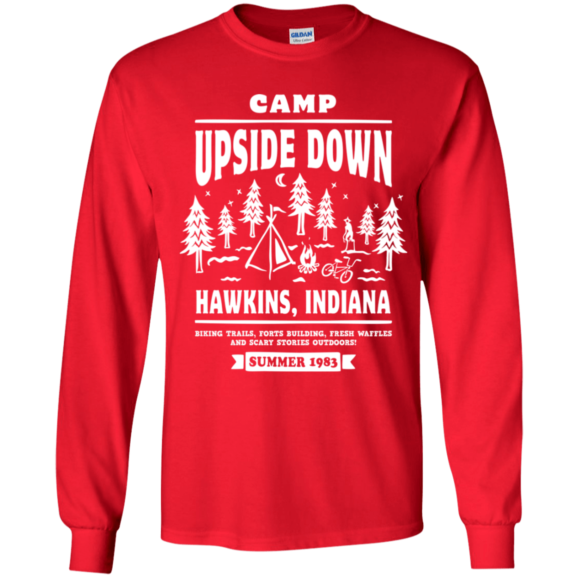 T-Shirts Red / YS Camp Upside Down Youth Long Sleeve T-Shirt