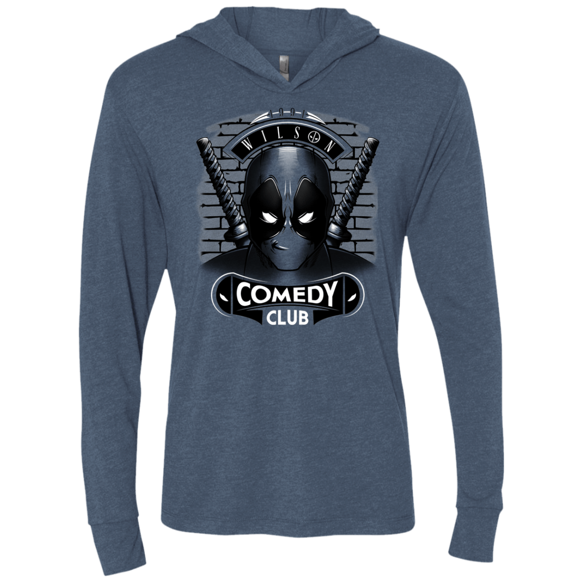 T-Shirts Indigo / X-Small Comedy Club Triblend Long Sleeve Hoodie Tee