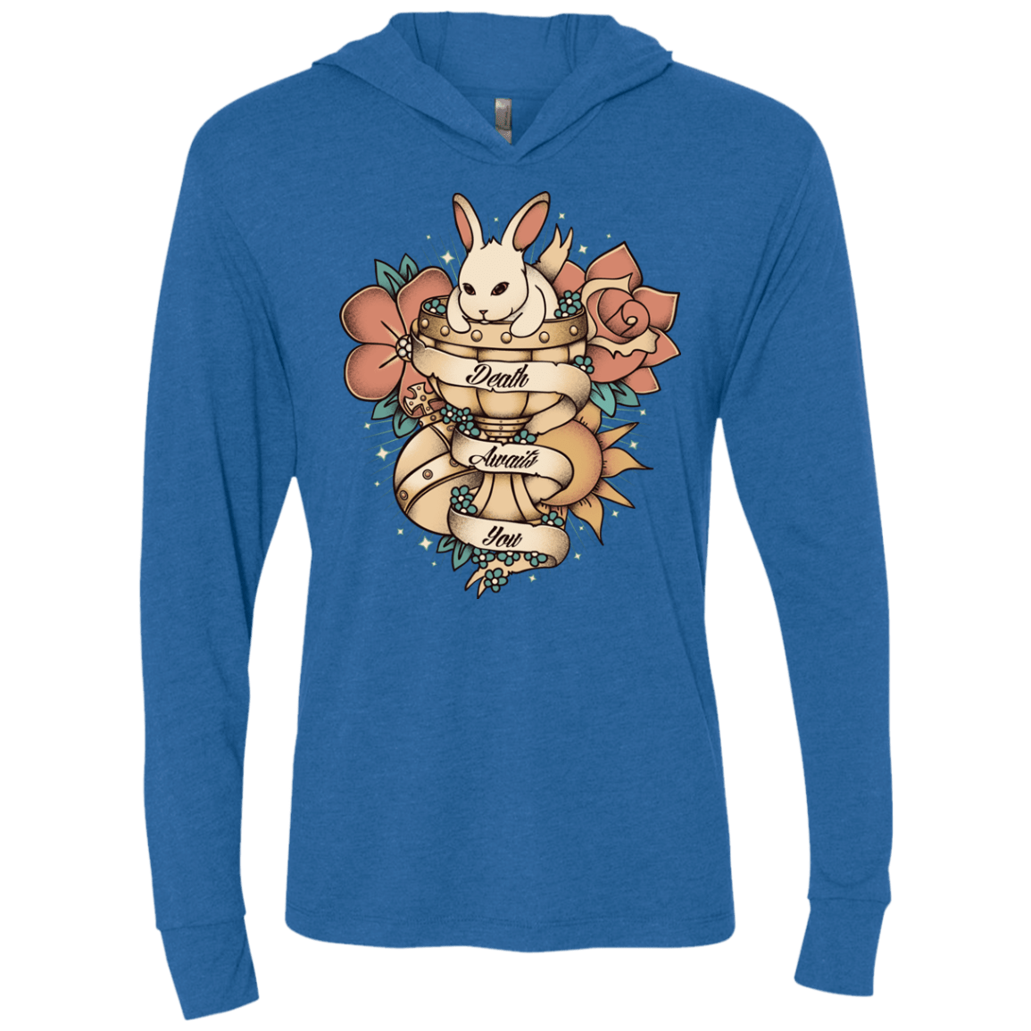 T-Shirts Vintage Royal / X-Small Death Awaits You Triblend Long Sleeve Hoodie Tee