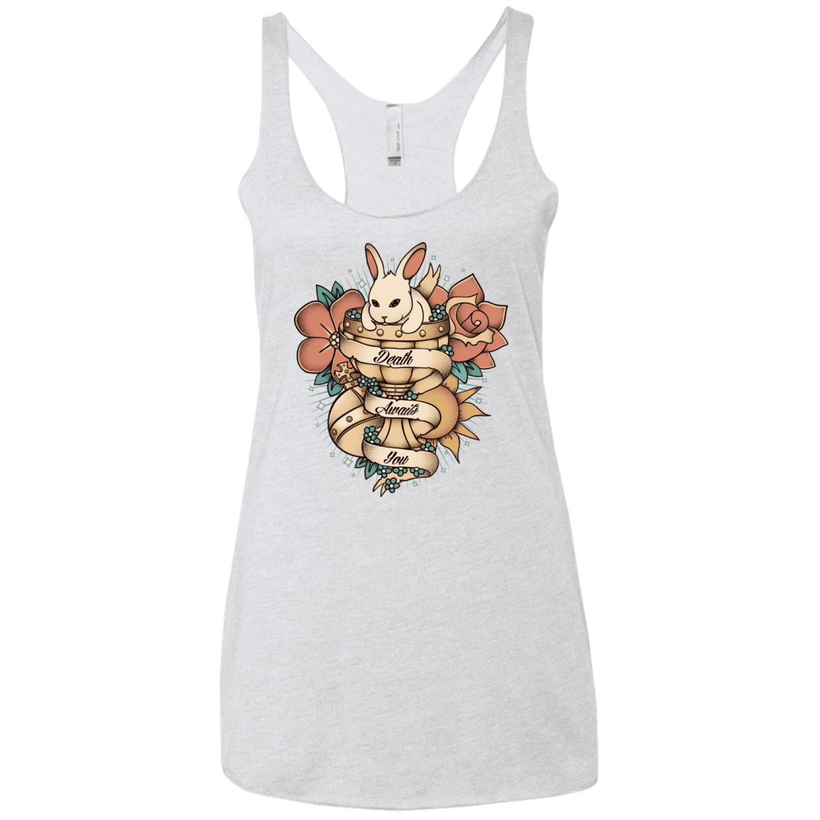 T-Shirts Heather White / X-Small Death Awaits You Women's Triblend Racerback Tank