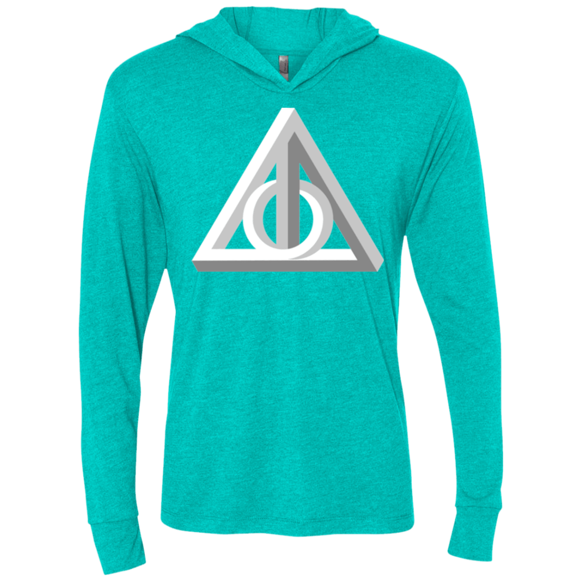 T-Shirts Tahiti Blue / X-Small Deathly Impossible Hallows Triblend Long Sleeve Hoodie Tee