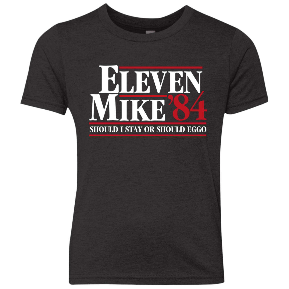 T-Shirts Vintage Black / YXS Eleven Mike 84 - Should I Stay or Should Eggo Youth Triblend T-Shirt