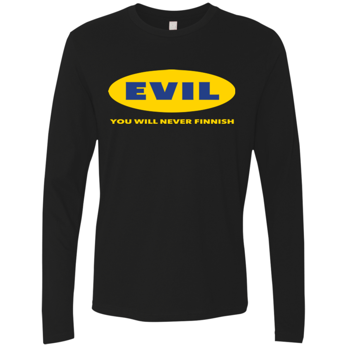 T-Shirts Black / Small EVIL Never Finnish Men's Premium Long Sleeve