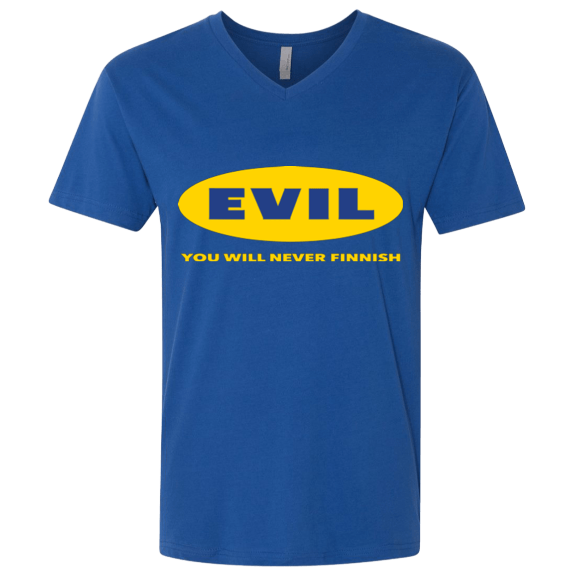 T-Shirts Royal / X-Small EVIL Never Finnish Men's Premium V-Neck
