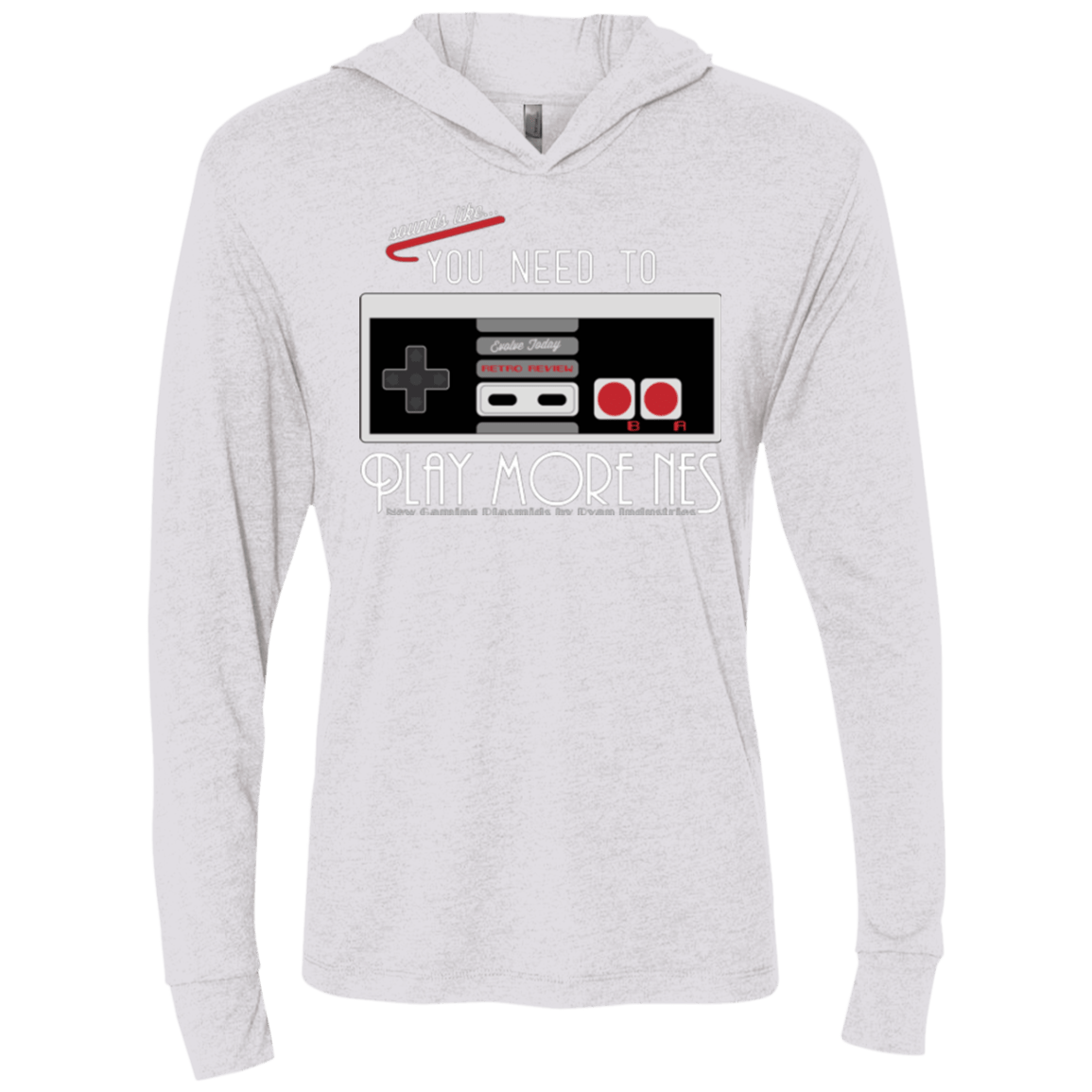 T-Shirts Heather White / X-Small Evolve Today! Play More NES Triblend Long Sleeve Hoodie Tee