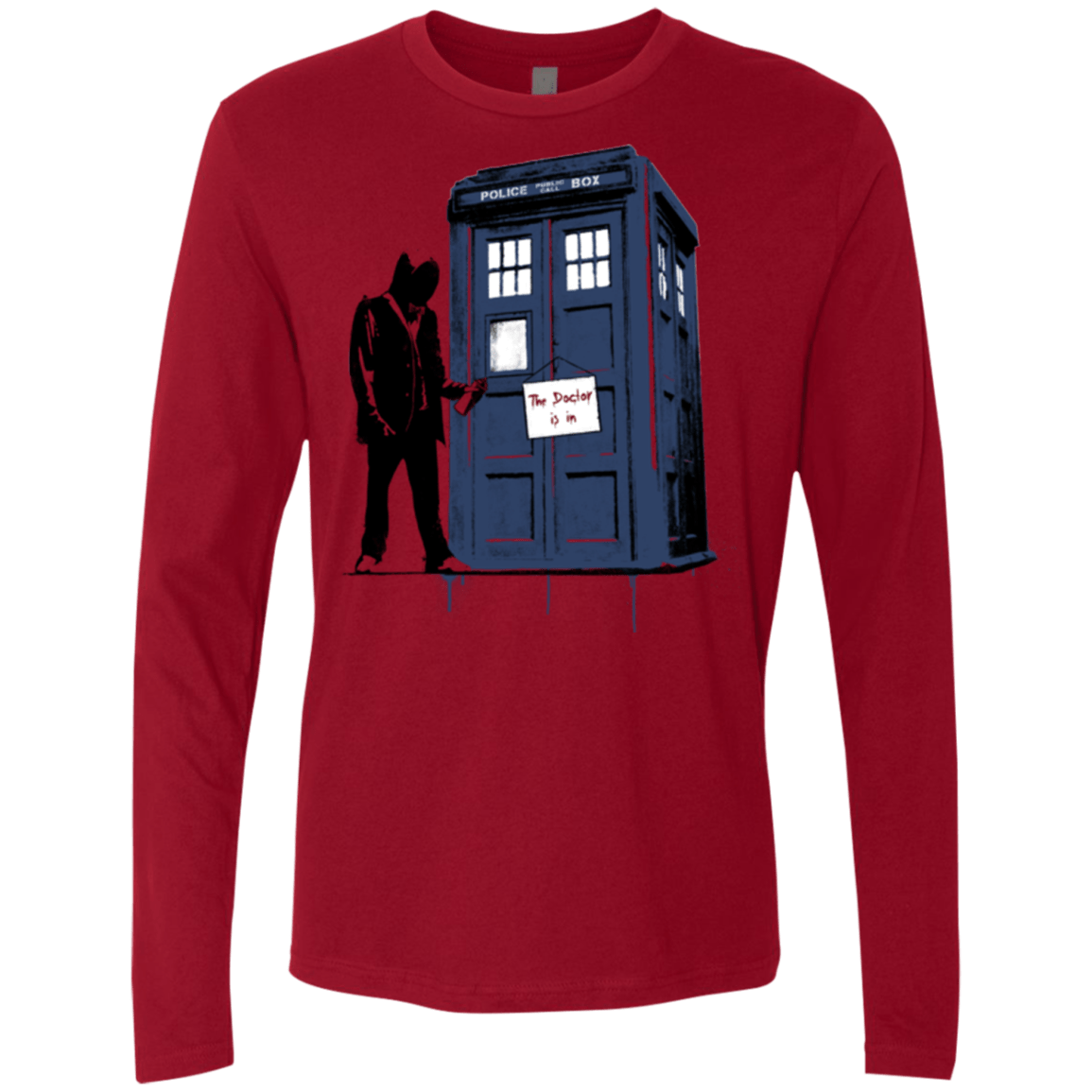 T-Shirts Cardinal / Small Exit Through Tardis Men's Premium Long Sleeve