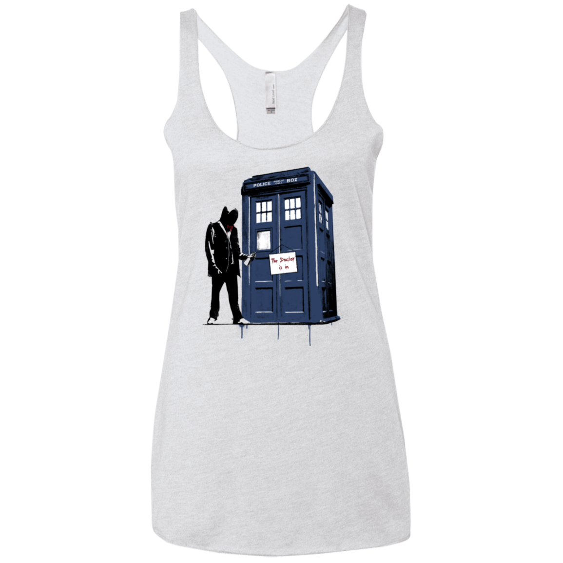 T-Shirts Heather White / X-Small Exit Through Tardis Women's Triblend Racerback Tank