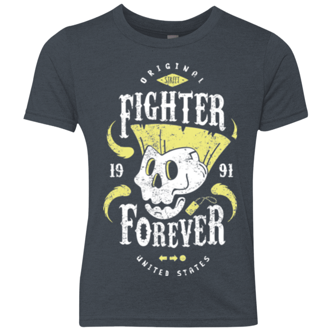 T-Shirts Vintage Navy / YXS Fighter Forever Guile Youth Triblend T-Shirt