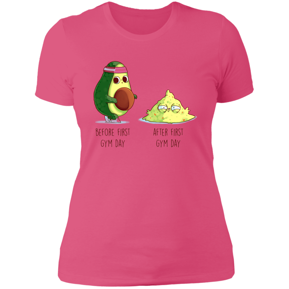 T-Shirts Hot Pink / S First Gym Day Avocado Women's Premium T-Shirt