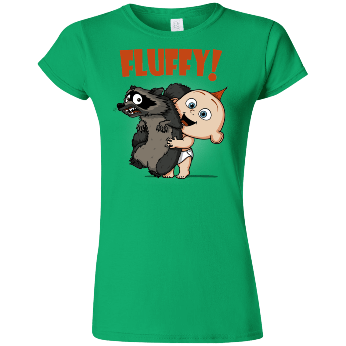 T-Shirts Irish Green / S Fluffy Raccoon Junior Slimmer-Fit T-Shirt