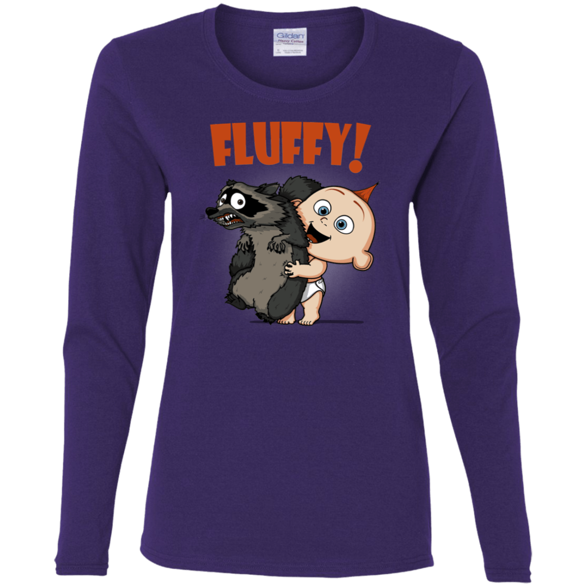 T-Shirts Purple / S Fluffy Raccoon Women's Long Sleeve T-Shirt