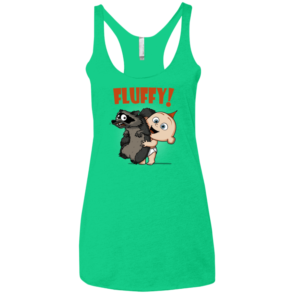 T-Shirts Envy / X-Small Fluffy Raccoon Women's Triblend Racerback Tank