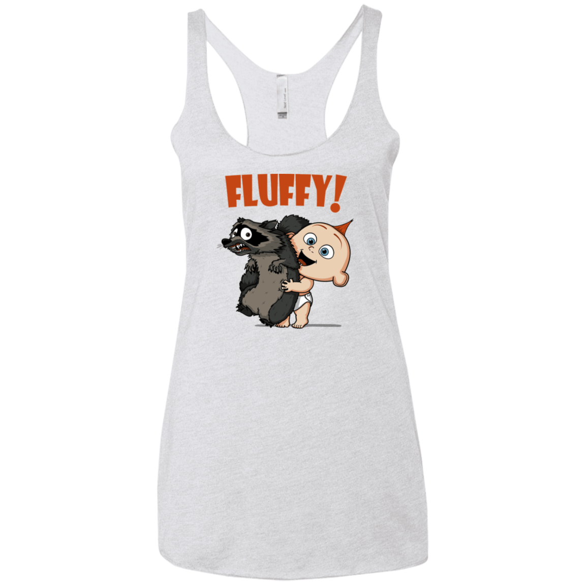 T-Shirts Heather White / X-Small Fluffy Raccoon Women's Triblend Racerback Tank