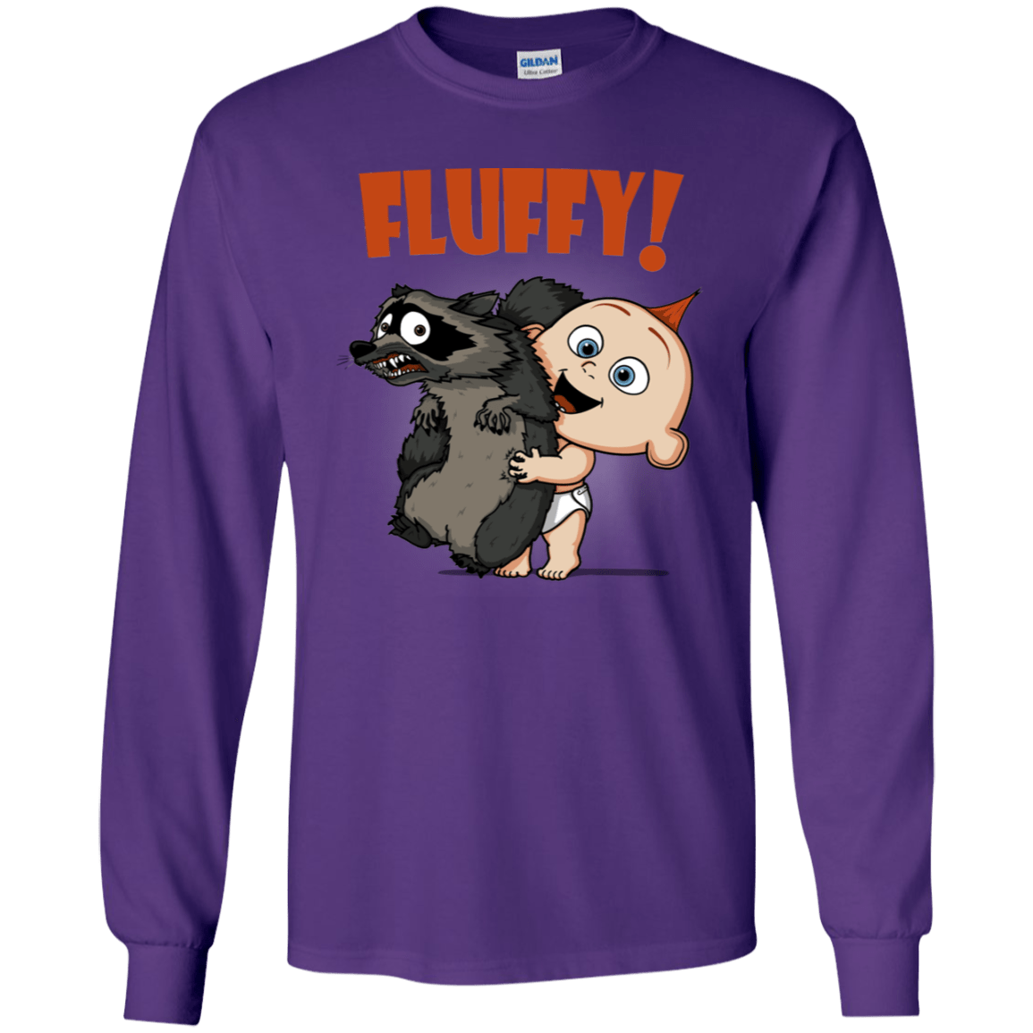 T-Shirts Purple / YS Fluffy Raccoon Youth Long Sleeve T-Shirt