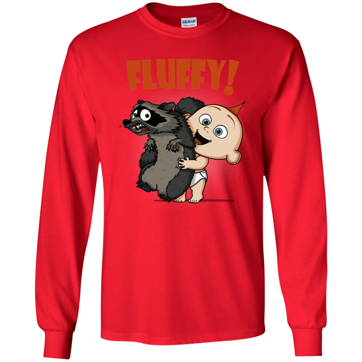 T-Shirts Red / YS Fluffy Raccoon Youth Long Sleeve T-Shirt