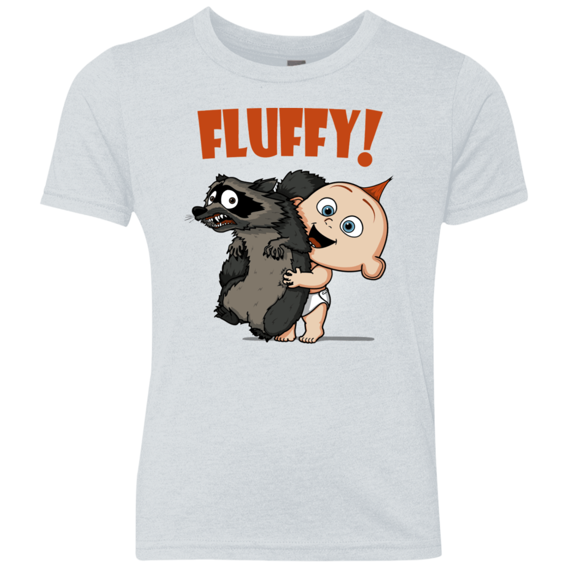 T-Shirts Heather White / YXS Fluffy Raccoon Youth Triblend T-Shirt