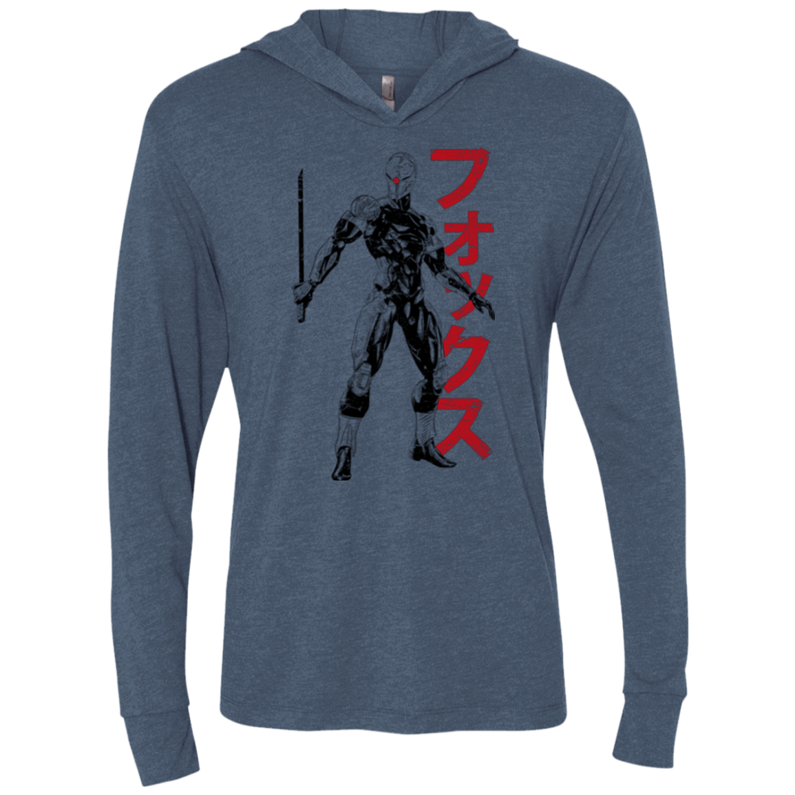 T-Shirts Indigo / X-Small Gray Fox Triblend Long Sleeve Hoodie Tee