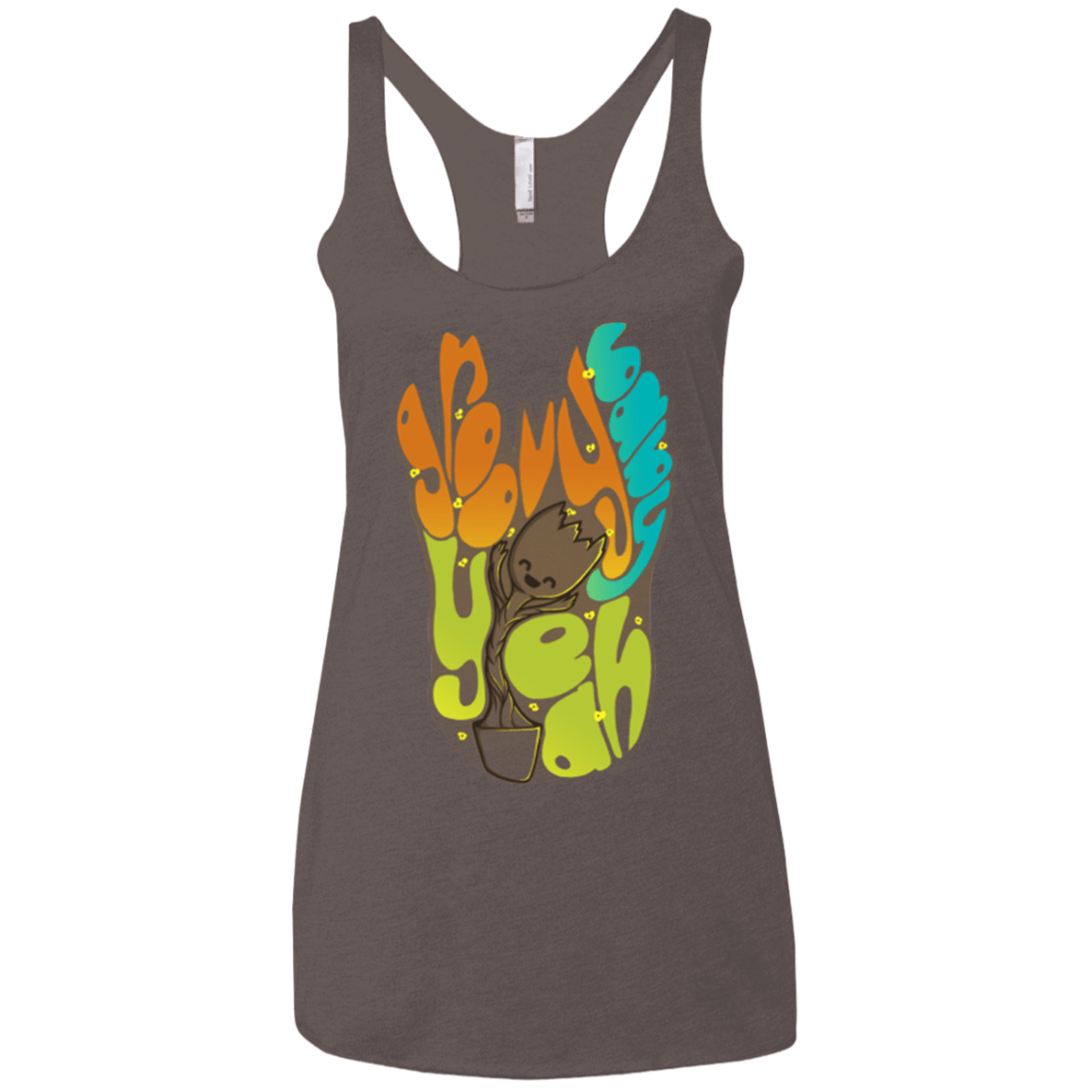 T-Shirts Macchiato / X-Small Groovy Baby Women's Triblend Racerback Tank