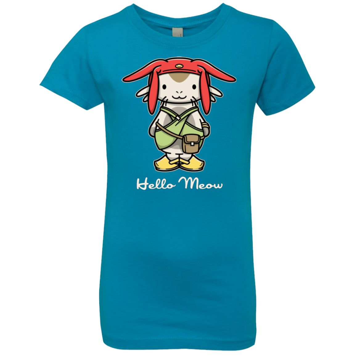 T-Shirts Turquoise / YXS HELLO MEOW Girls Premium T-Shirt