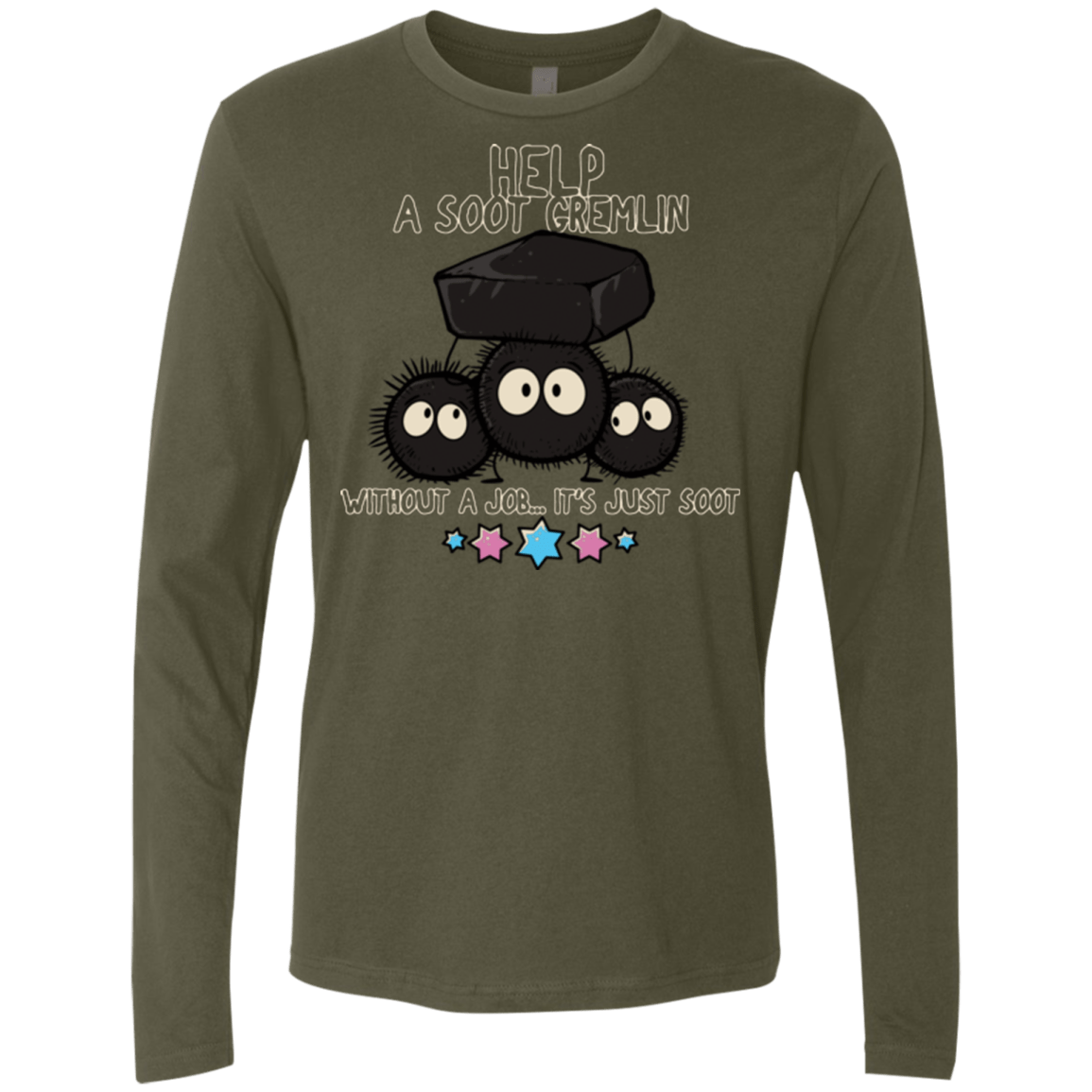 T-Shirts Military Green / Small HELP A SOOT GREMLIN Men's Premium Long Sleeve