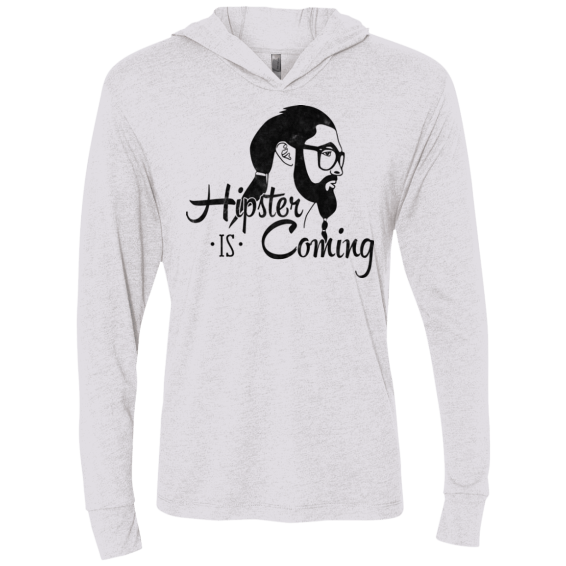 T-Shirts Heather White / X-Small Hipster is Coming Triblend Long Sleeve Hoodie Tee