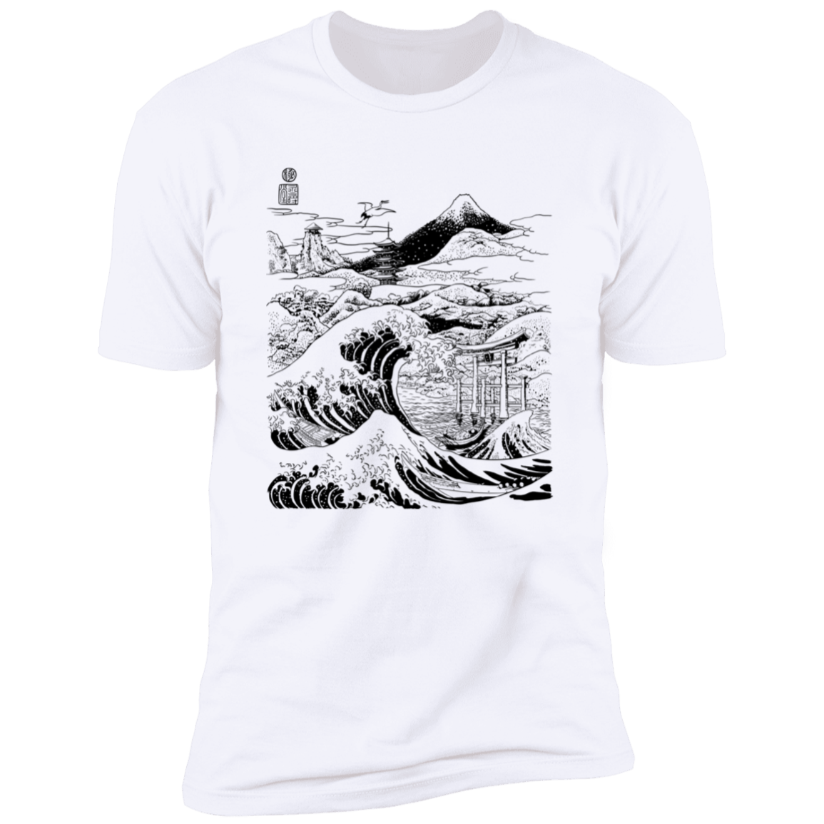 T-Shirts White / S Hokusai Paisaje Ink Men's Premium T-Shirt