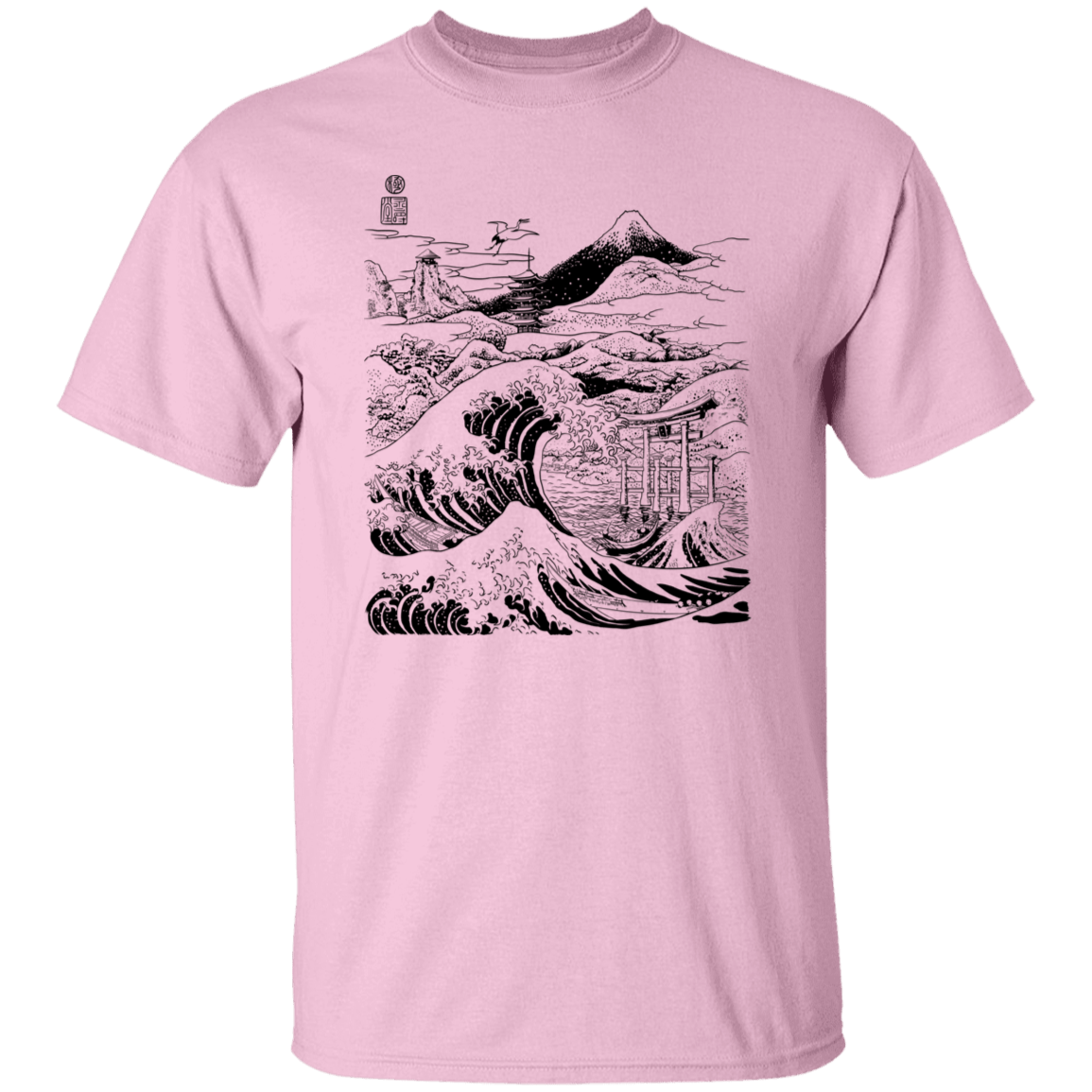 T-Shirts Light Pink / S Hokusai Paisaje Ink T-Shirt